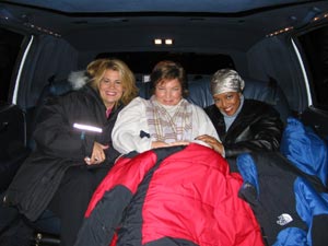 The girls inside the limo.