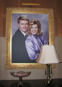 The picture top of the fireplace mantle of Blair and Tad, in their Inn!
